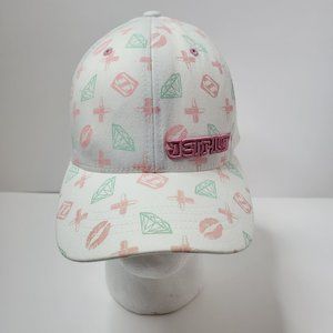 Jetpilot Cap: Cream - Lipstick Diamonds and‎ Kisses Pattern- Flexfit - OSFA Hat